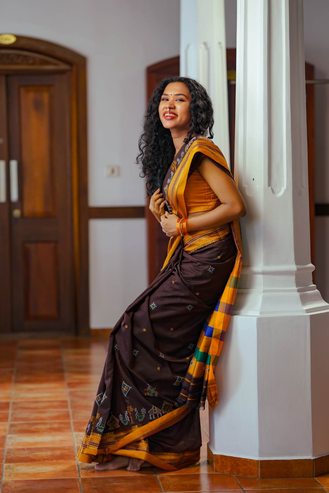 Brown Narayanpettu Saree