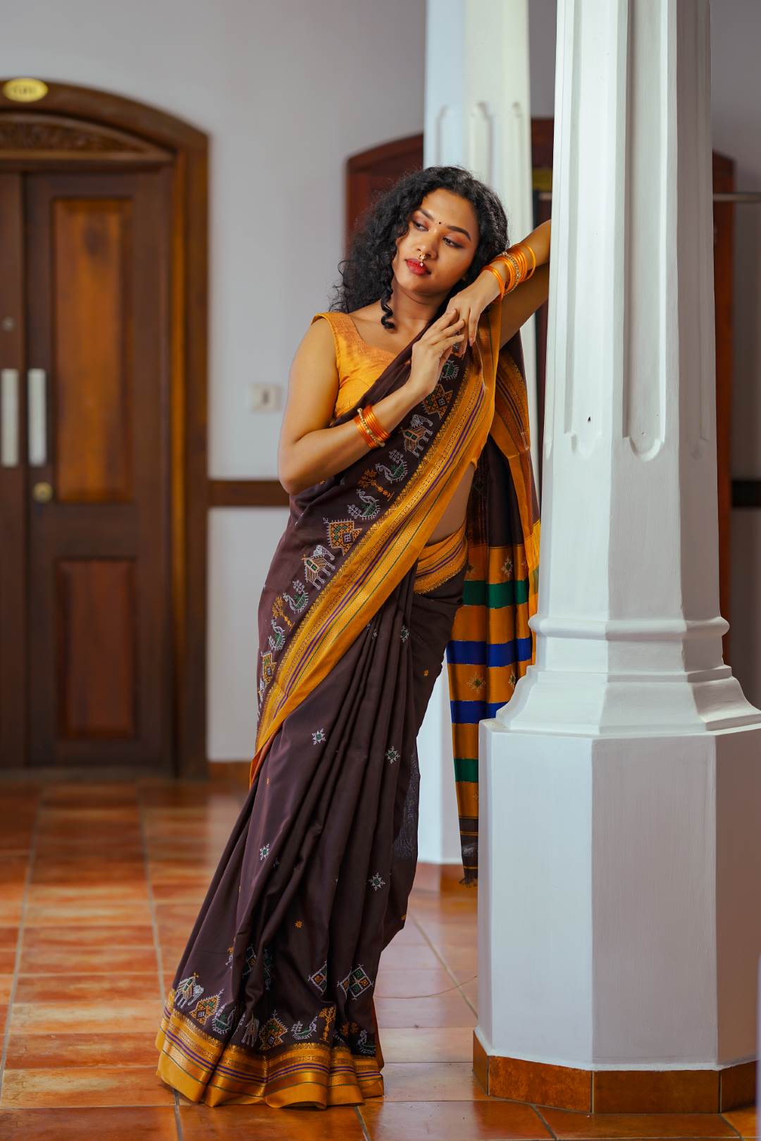 Brown Narayanpettu Saree