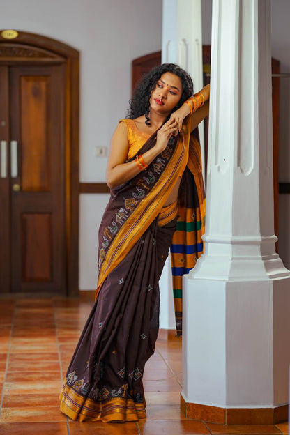 Brown Narayanpettu Saree