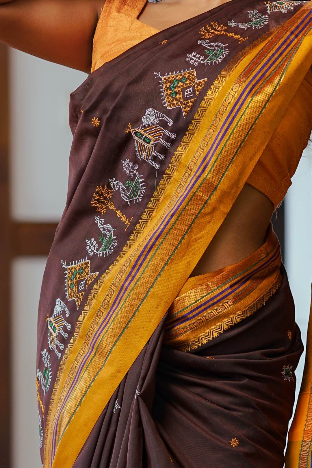 Brown Narayanpettu Saree