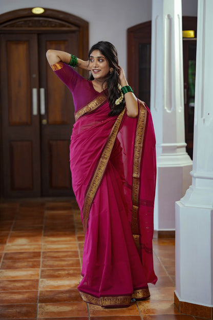 Chettinadu Cotton Purple Saree