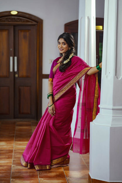Chettinadu Cotton Purple Saree