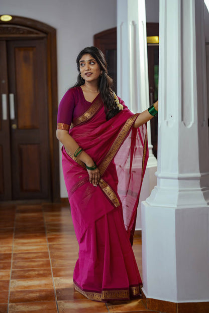 Chettinadu Cotton Purple Saree