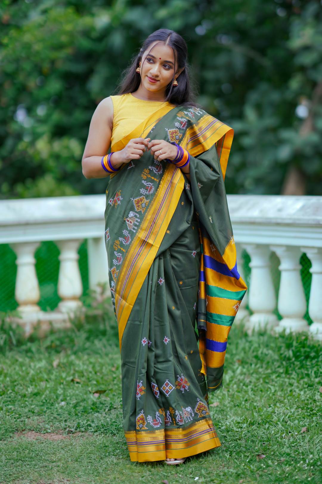 Dark Green Narayanpet Saree