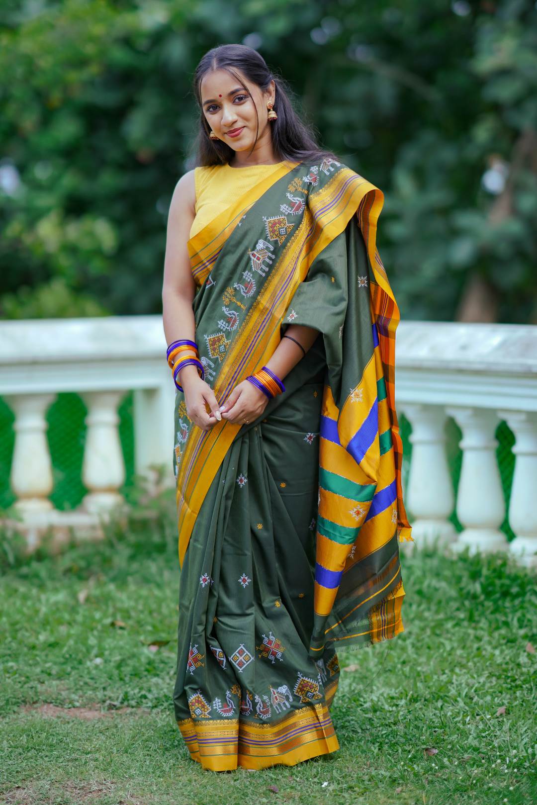 Dark Green Narayanpet Saree