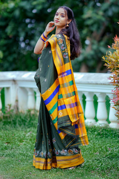 Dark Green Narayanpet Saree