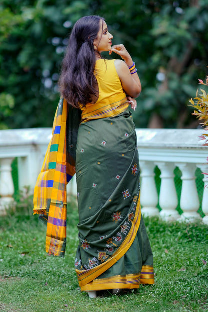 Dark Green Narayanpet Saree