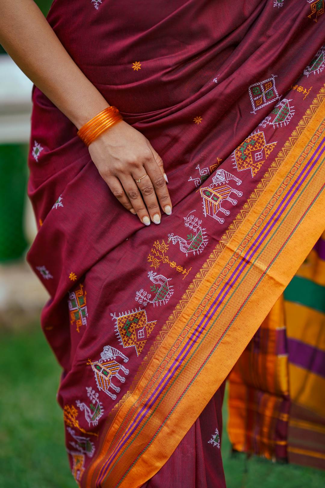 Maroon Narayanpet Saree