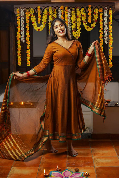 Mustard Yellow Narayanpet Umbrella Cut Dress