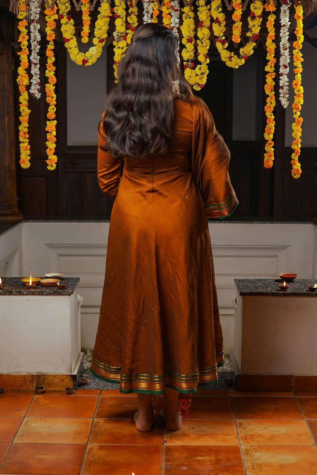 Mustard Yellow Narayanpet Umbrella Cut Dress