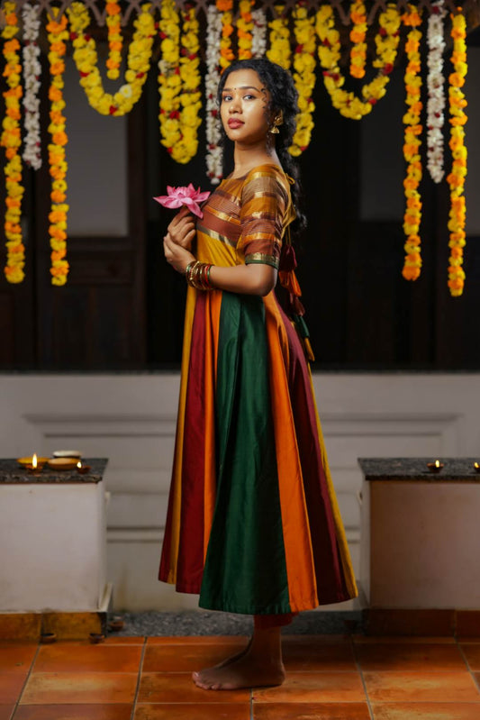 Maheswari Silk Multicolour Patch Anarkali