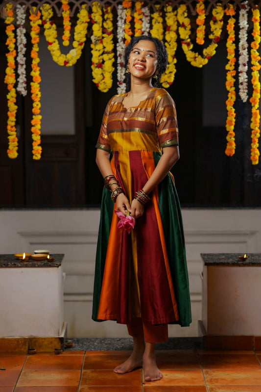 Maheswari Silk Multicolour Patch Anarkali