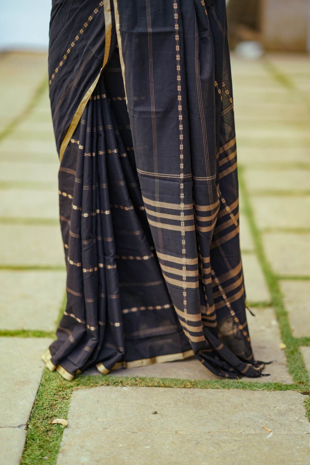Black Narayanpett Butterfly Print Saree