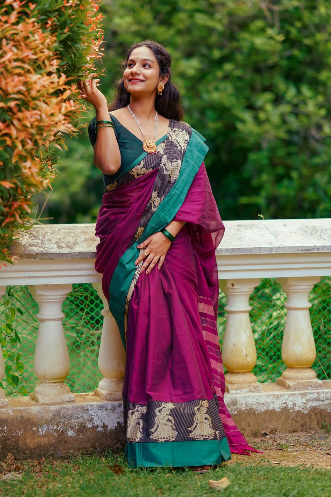 Dual Shade Purple & Maroon Narayanpet Saree