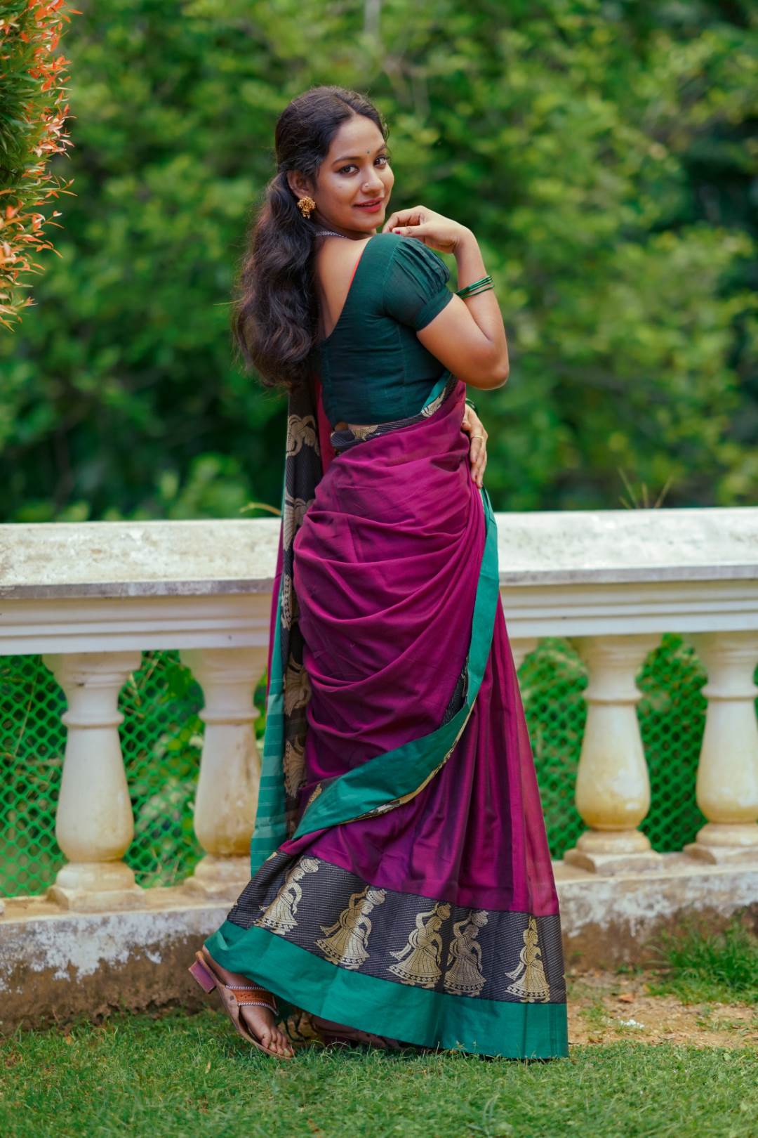 Dual Shade Purple & Maroon Narayanpet Saree