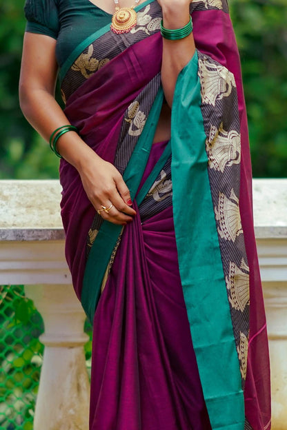 Dual Shade Purple & Maroon Narayanpet Saree