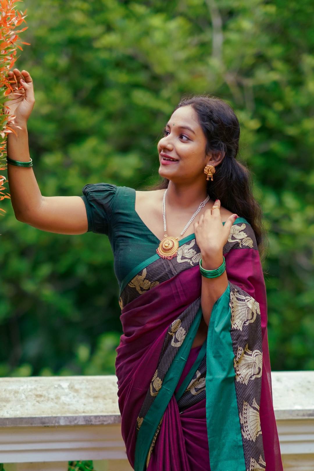 Dual Shade Purple & Maroon Narayanpet Saree