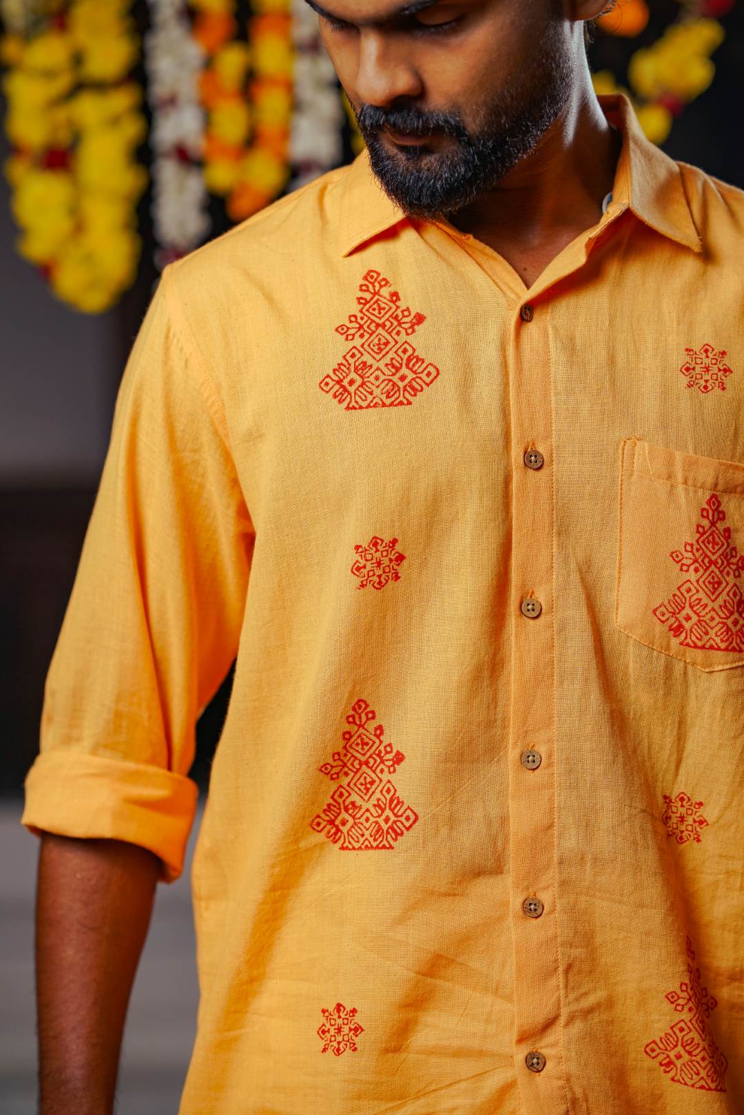 Orange Base Full Sleeve Shirt