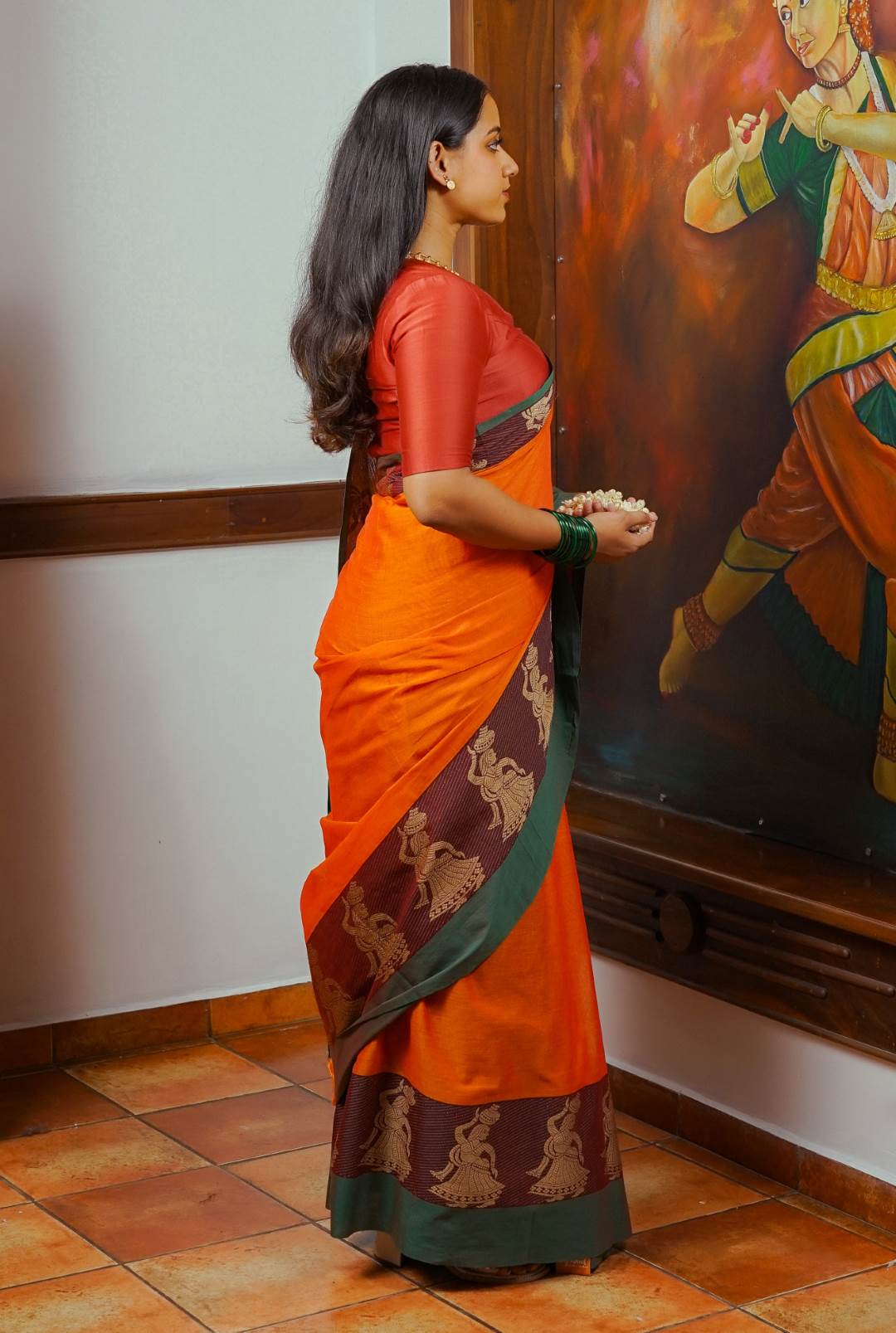 Duel Shade Orange Narayanpet Saree