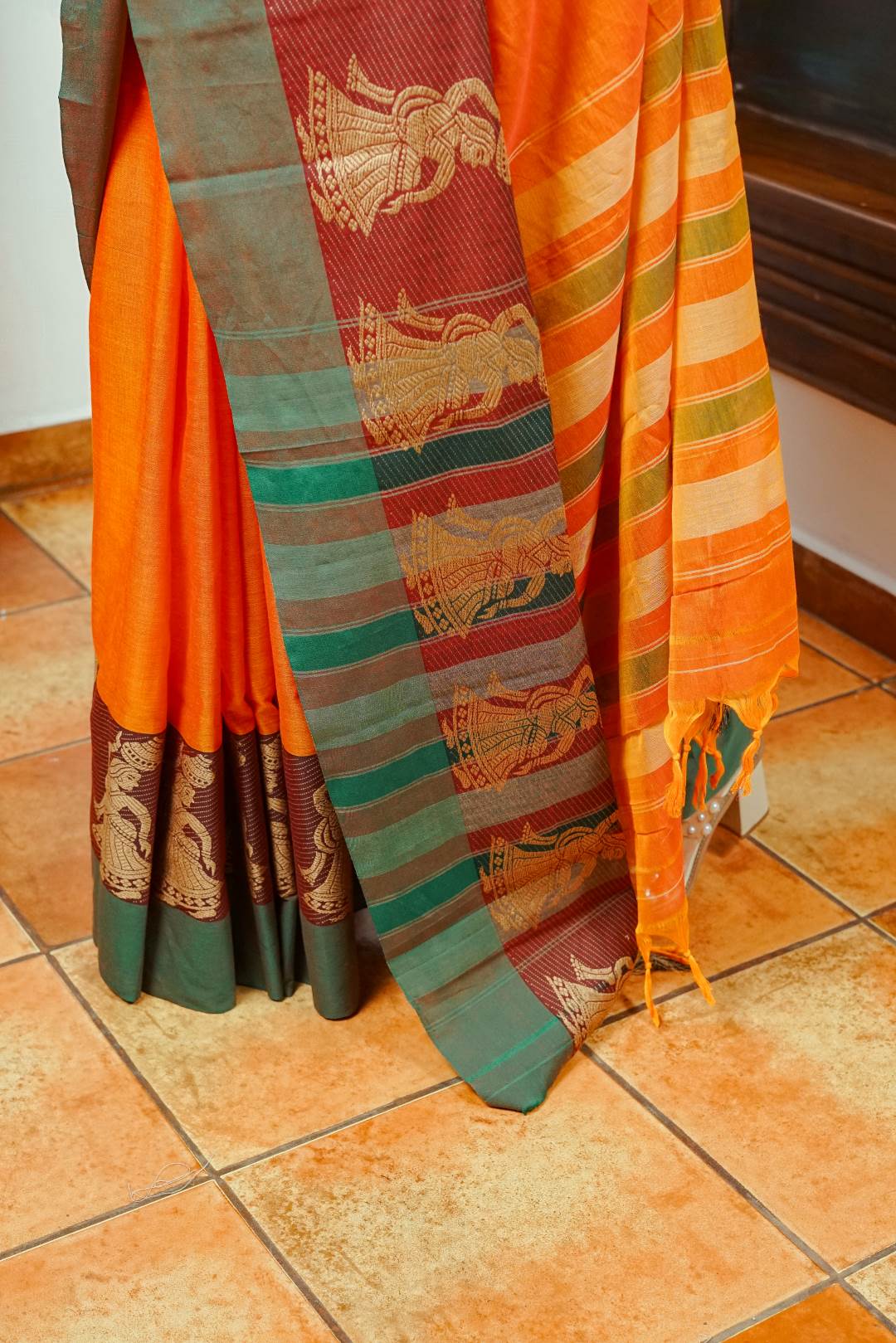 Duel Shade Orange Narayanpet Saree