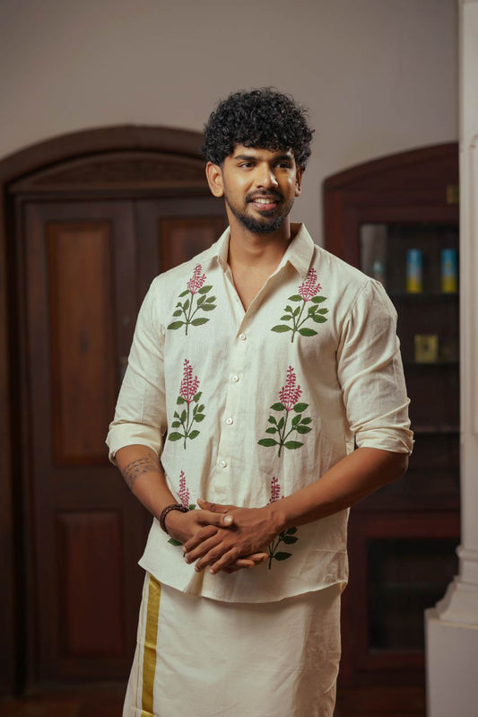 Offwhite Full Sleeve with Tulsi Hand Block Print