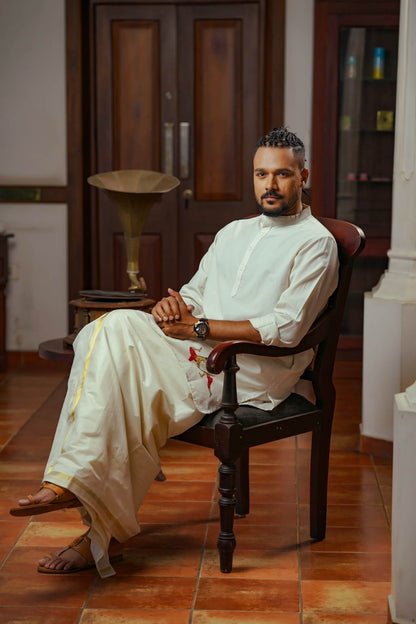 Offwhite Kalari Handblock Print Long Kurtha