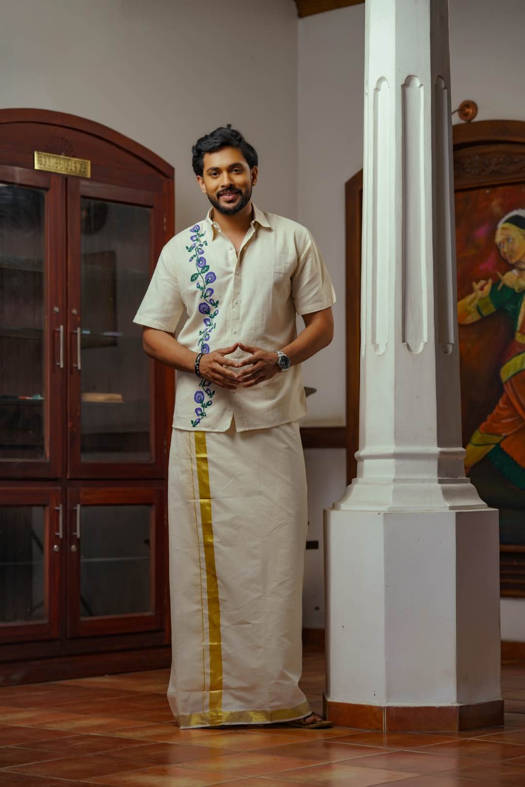 Shangupushppam Handblock Print Shirt