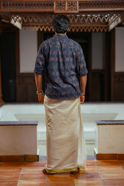 Blue & Red Ajrakh Print Shirt