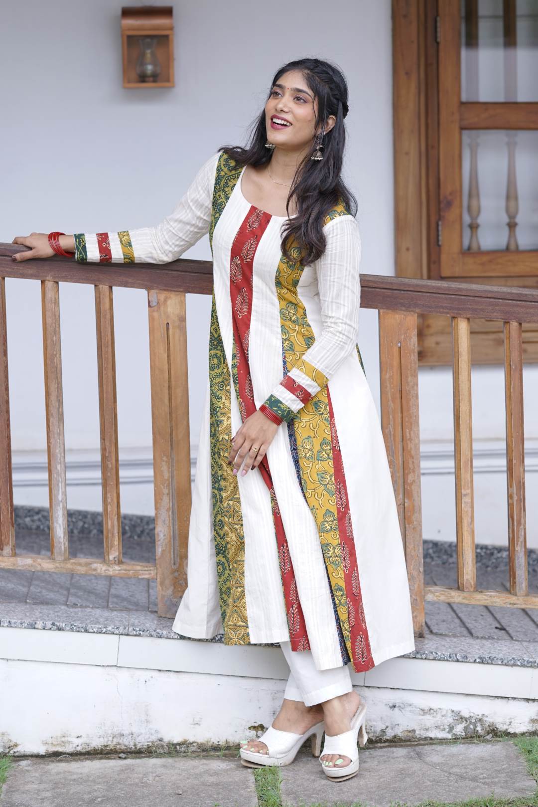 Offwhite Multi Patch Anarkali