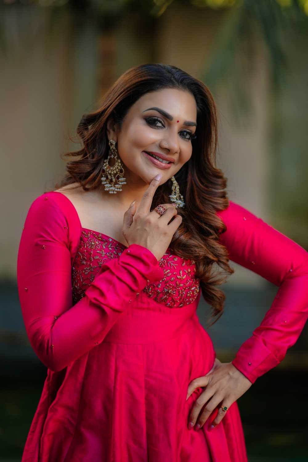 Red Chanderi Katori Cut Anarkali