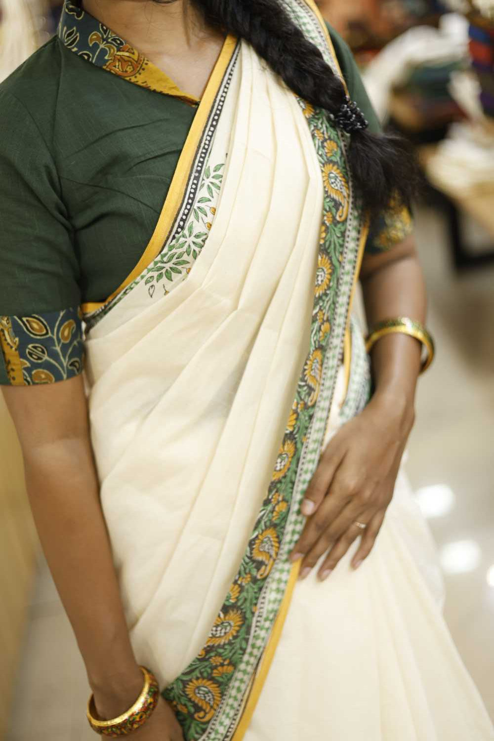 Offwhite Saree with Mango Tree Print
