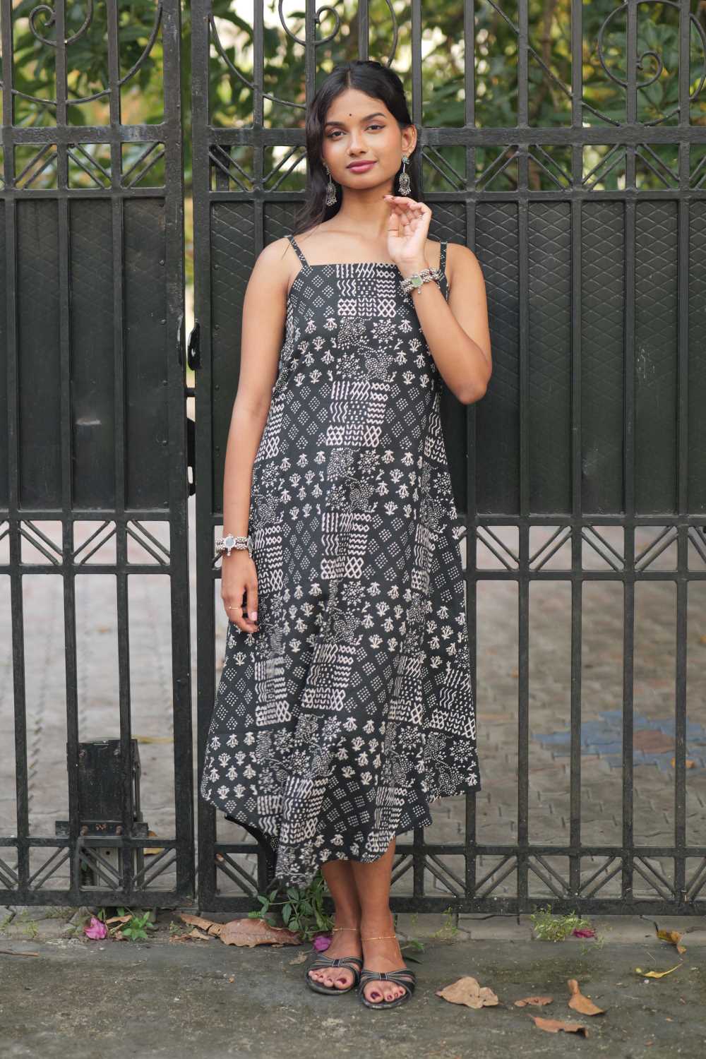 Bagru Printed Black Dress