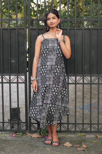 Bagru Printed Black Dress