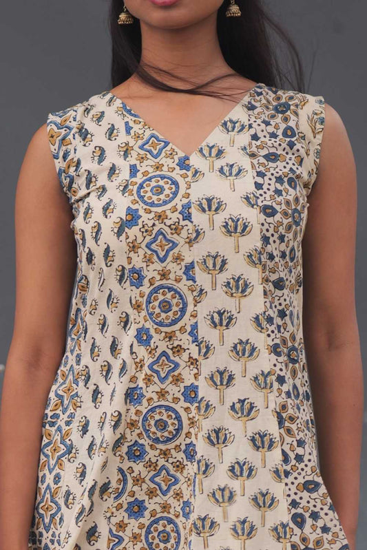 Beige Multi Patch Anarkali