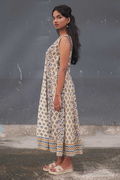 Beige Multi Patch Anarkali