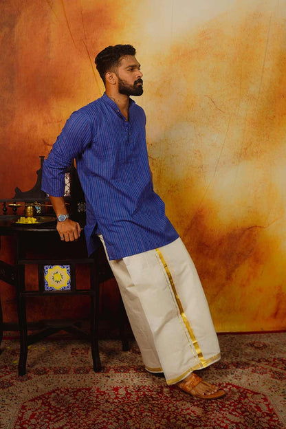 Kantha Blue Long Kurta