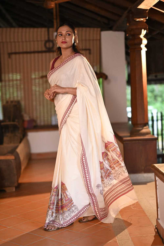 Kerala Kettukazhcha Print Saree