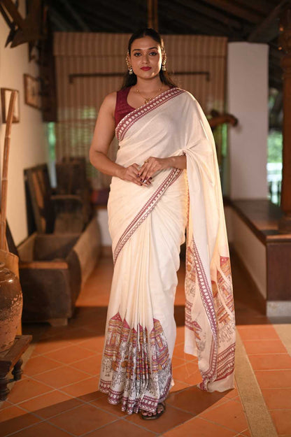 Kerala Kettukazhcha Print Saree