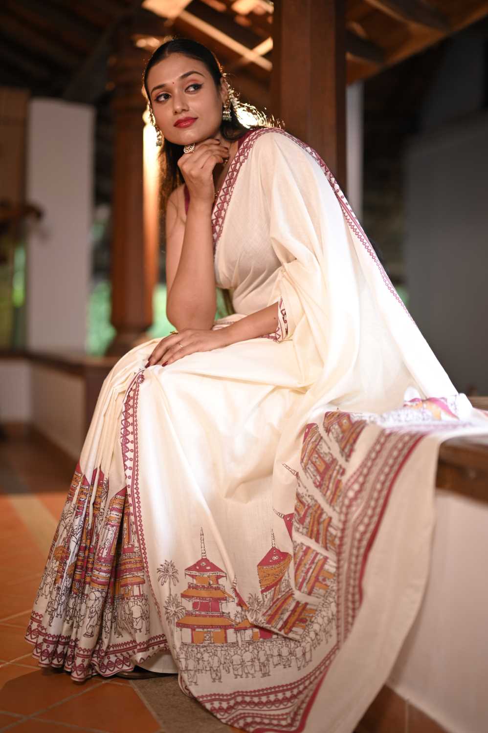 Kerala Kettukazhcha Print Saree