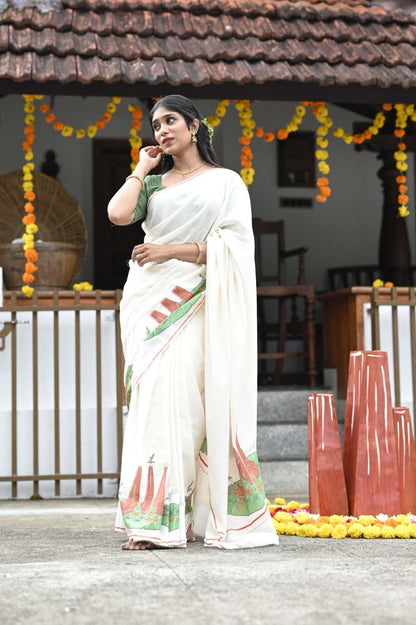 Kerala Onathappan Print Saree