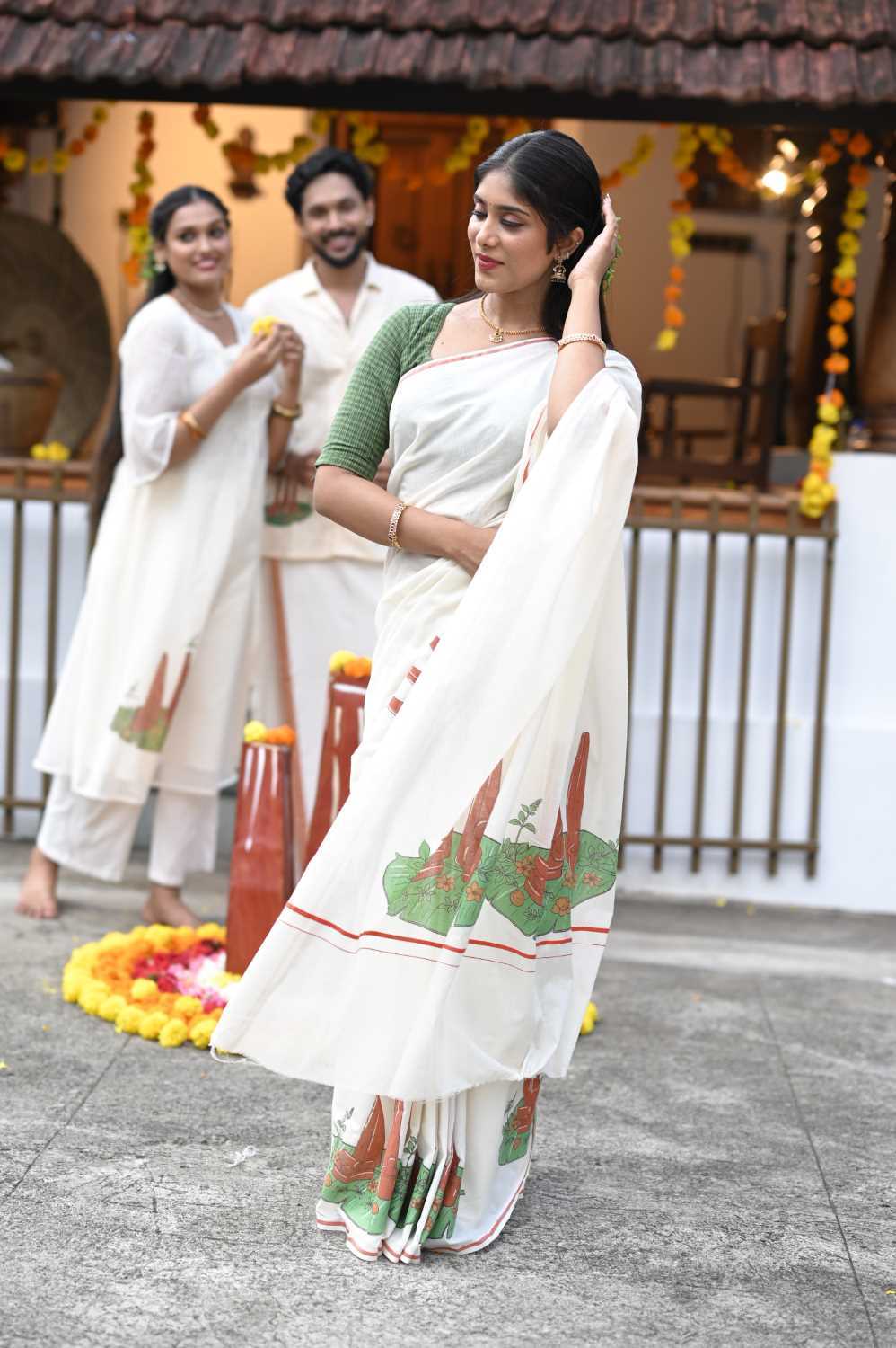 Kerala Onathappan Print Saree