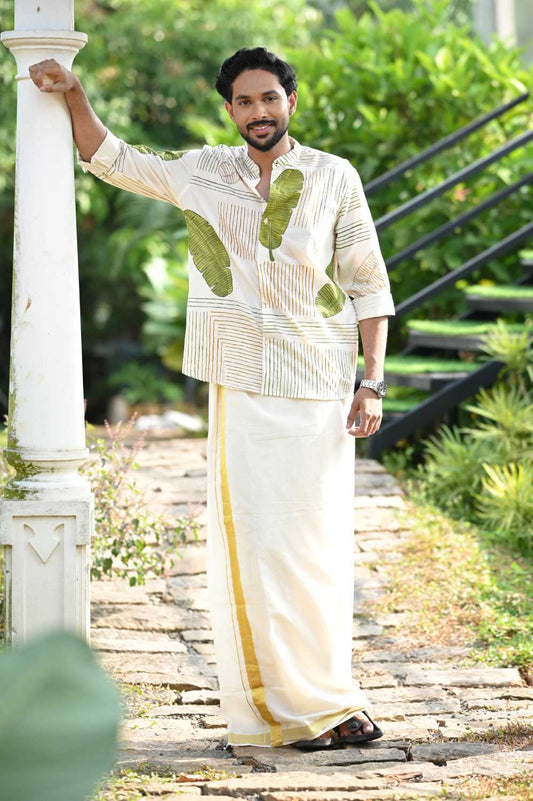 Offwhite Full Sleeve with Banana Leaf Print