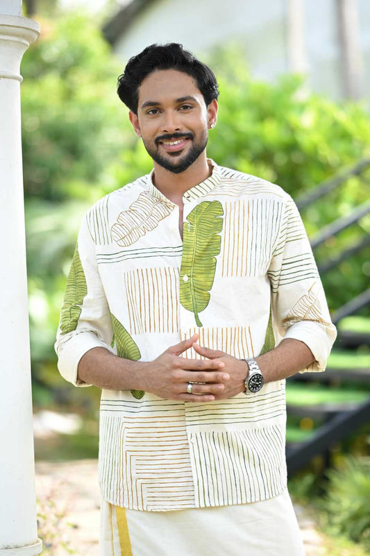 Offwhite Full Sleeve with Banana Leaf Print