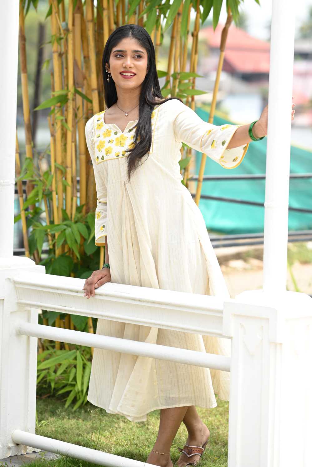 Offwhite Kanikonna Handpainted A Line Dress