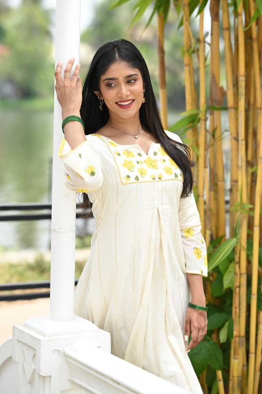 Offwhite Kanikonna Handpainted A Line Dress