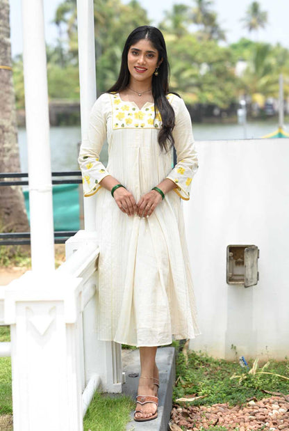 Offwhite Kanikonna Handpainted A Line Dress