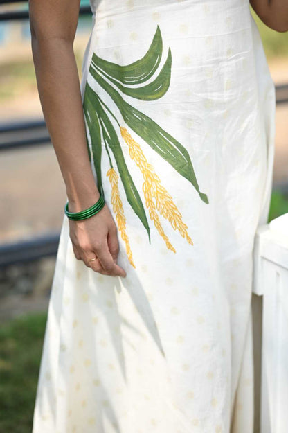 Nelkathir Handpainted Offwhite Aline Kurti
