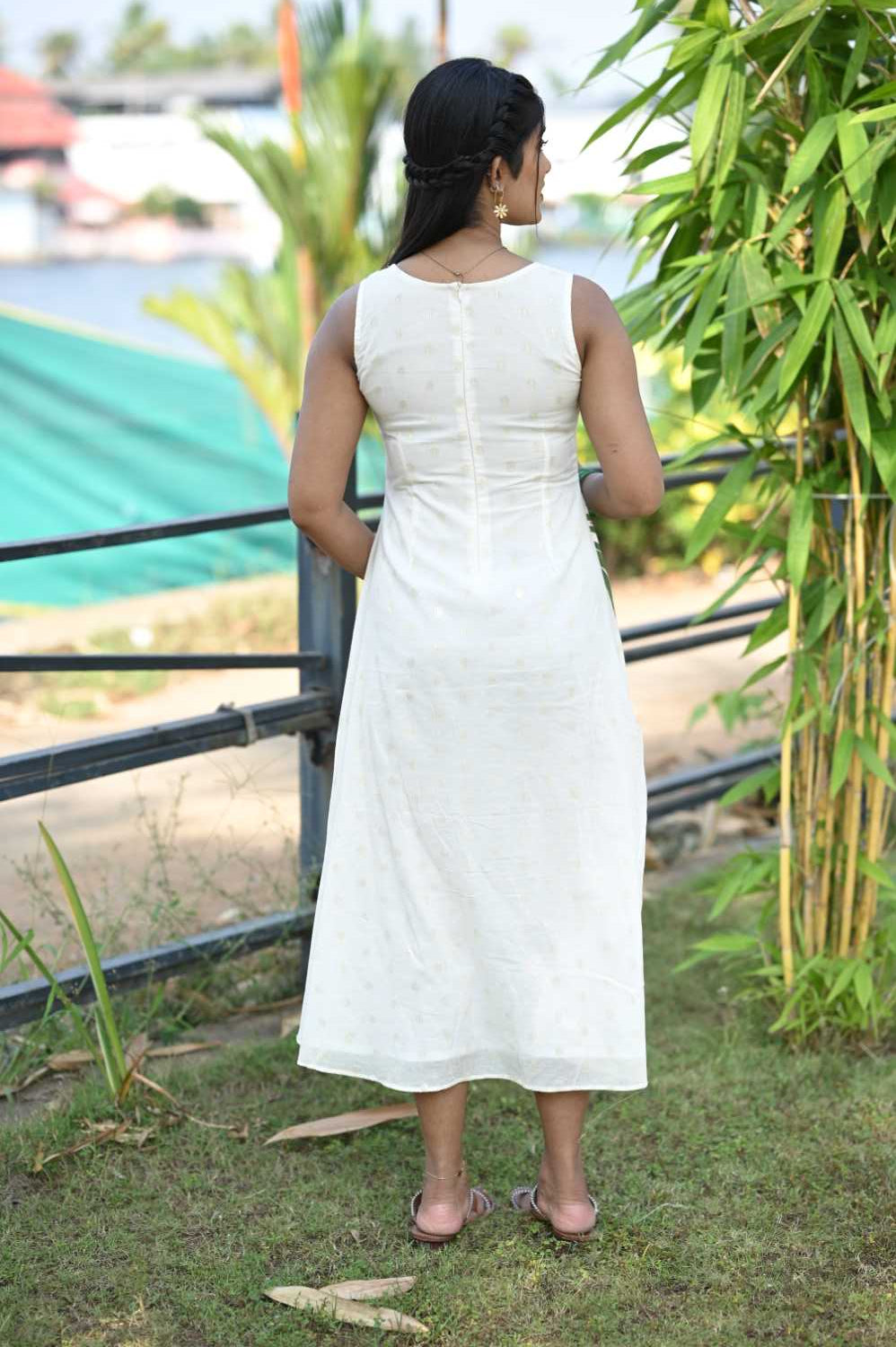 Nelkathir Handpainted Offwhite Aline Kurti