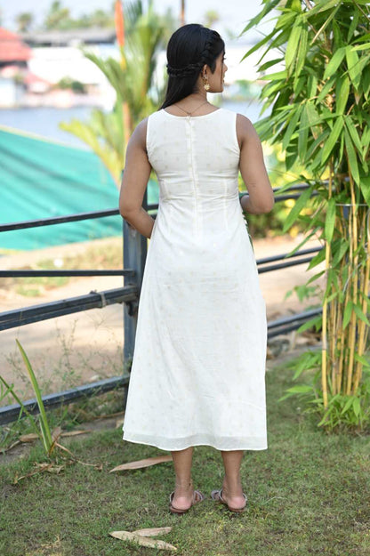 Nelkathir Handpainted Offwhite Aline Kurti
