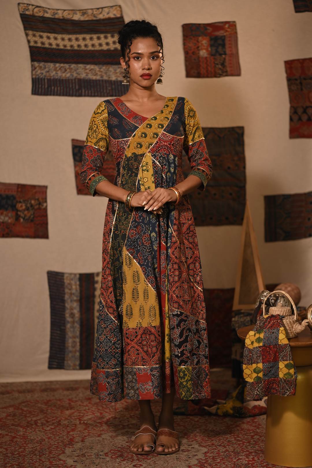 Ajrakh Multi Colour Patch Anarkali